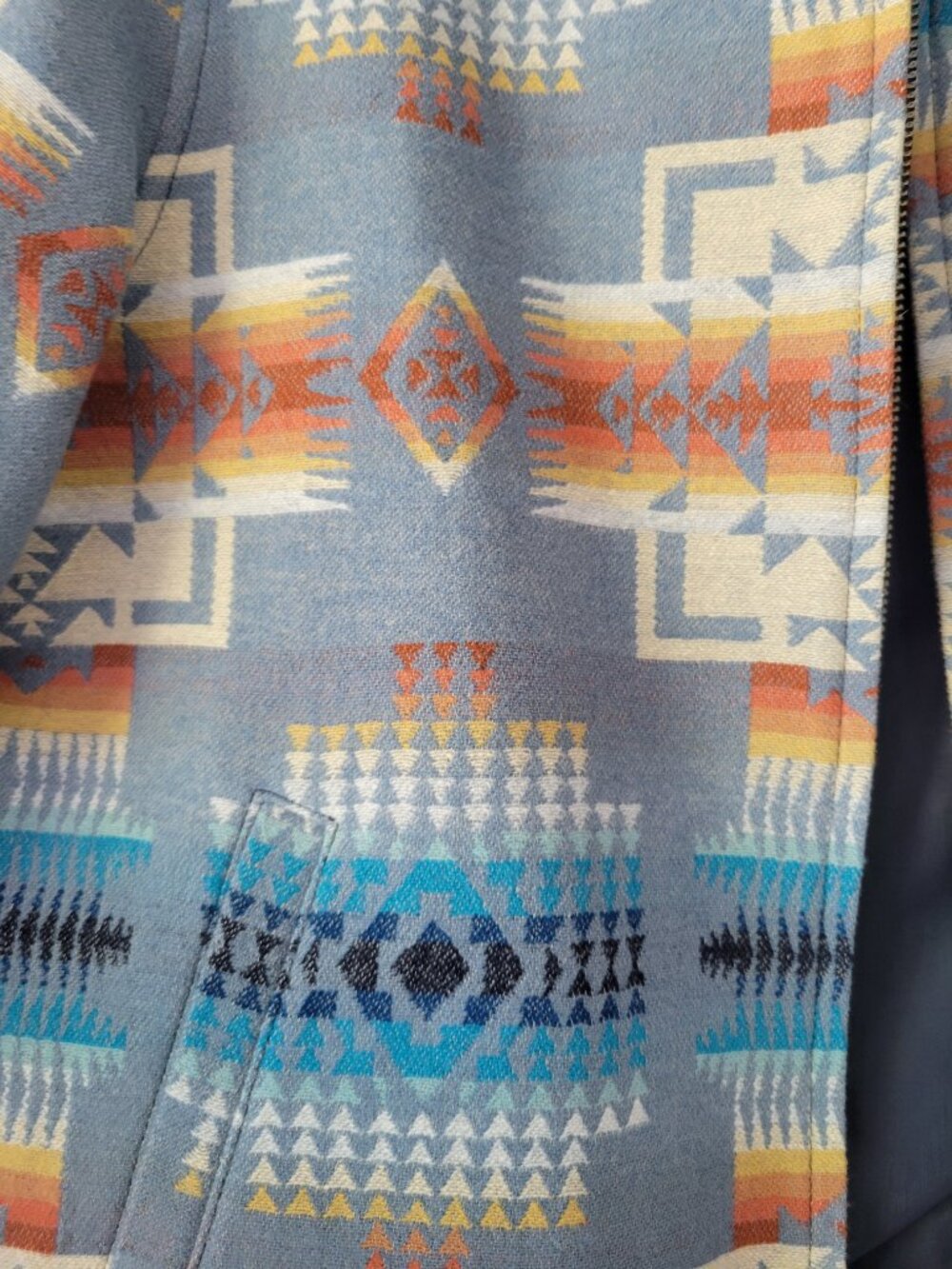 PENDLETON WOMEN'S WOOL BOMBER JACKET NWT L CHIEF JOSEPH PATTERN BLUE MULTI - Picture 6 of 13